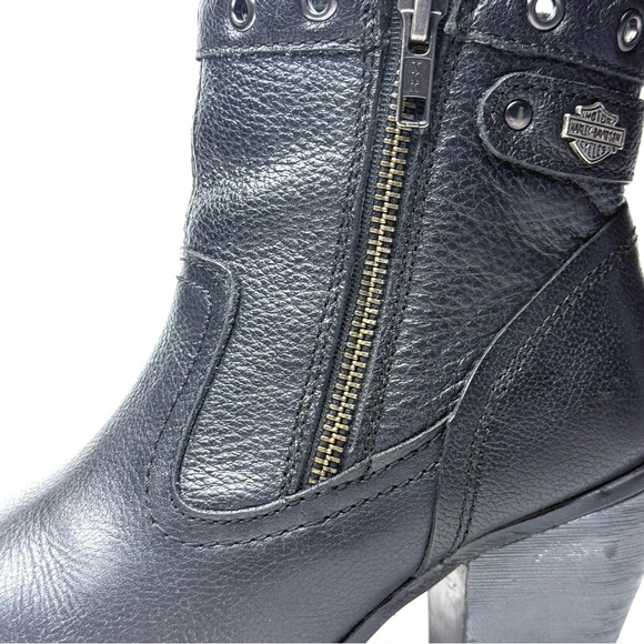 Harley-Davidson Women's Black Leather Ankle Boots Size US 6.5 - Picture 8 of 9